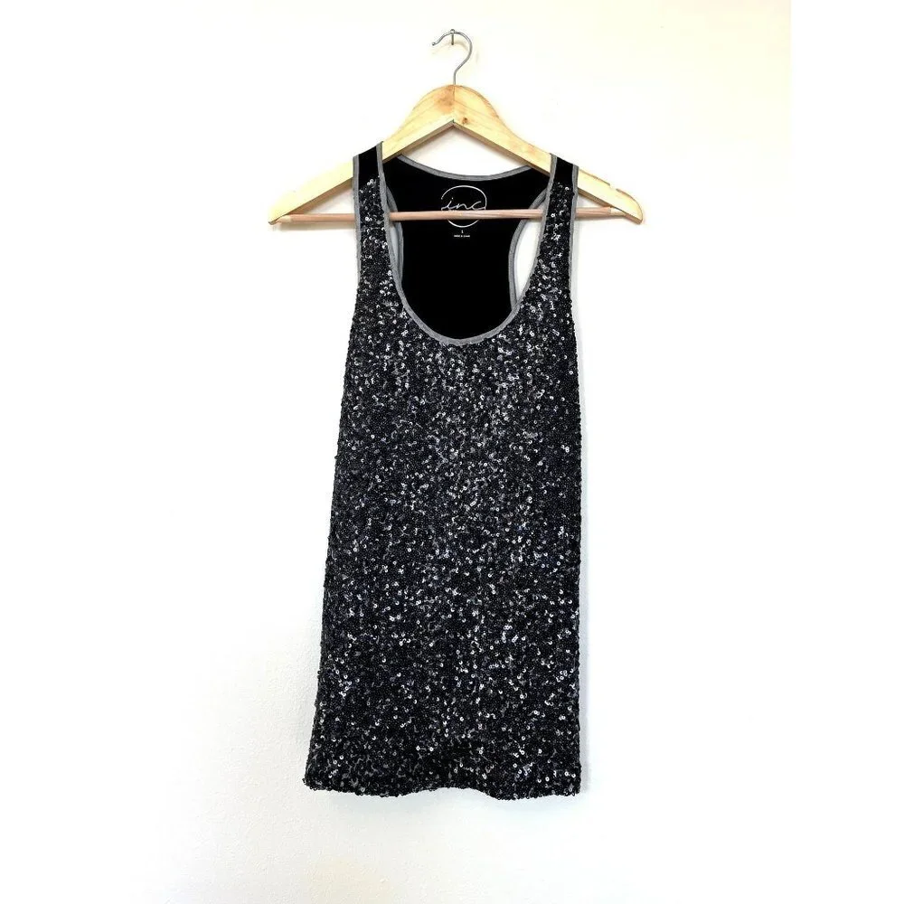 INC Sleeveless Sequin Top Size L